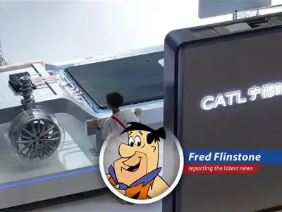 Fred Flinstone reports on how China's CATL plans to take over the European EV market with its battery-swapping technology, potentially shaking things up more than a bowling night with Barney! image