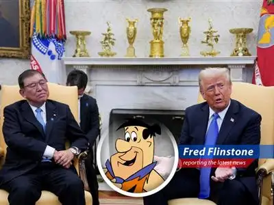 Fred Flinstone reports on how Japan, South Korea, and Taiwan might invest in a huge Alaskan gas project to make Trump happy and dodge those pesky tariffs. It's a great deal, even better than a bronto burger! image