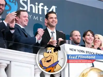 Fred Flinstone reports on the wild ride of Fintech stocks like Shift4, Upstart, and PayPal – it's a real Bedrock rollercoaster! image