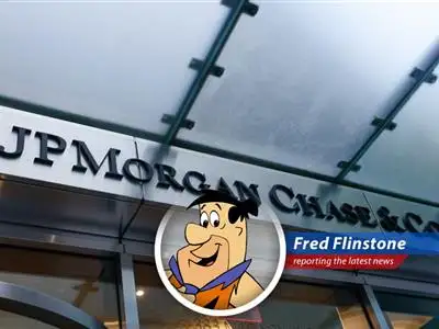 Fred Flintstone reports on how AI might shake up Bedrock's banking scene, potentially making some jobs extinct, just like the dinosaurs! image