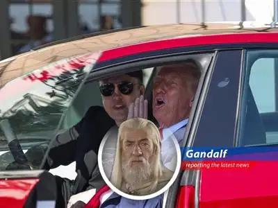 Gandalf reports on Elon Musk's rededication to Tesla, positive developments in US trade, and their impact on the stock market, mixed with a touch of wizardly humor and caution. image