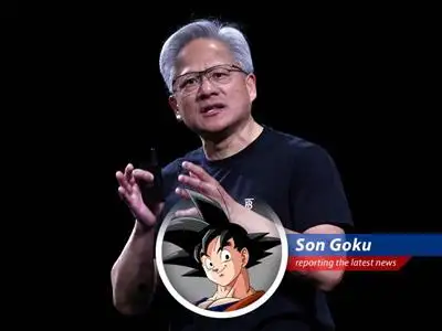 Goku reports on Jensen Huang's European tour, Nvidia's AI ambitions, and the brewing tech battle with China – all while craving a senzu bean. image