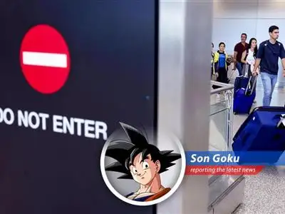 Goku reports on the potential expansion of U.S. travel restrictions, pondering if even he'd need a Senzu Bean to get through customs! image