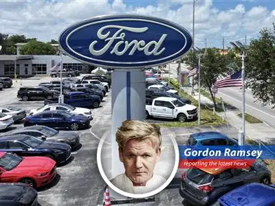 Gordon Ramsay dissects Ford's latest sales figures, questioning their electrified strategy while throwing in a dash of his signature culinary criticism. image