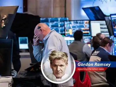 Gordon Ramsay dissects the US's first-quarter GDP report, finding a recipe for disaster with stagflation, tariffs, and a potential recession. image