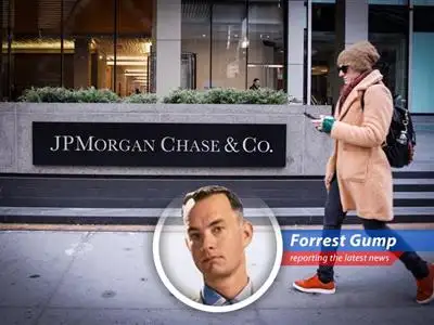 HSBC says JPMorgan Chase might be running faster than Forrest Gump, downgrading the stock and suggesting it might be time to slow down, which means it could go down, down like Lieutenant Dan after a Shrimp Boat Party! image