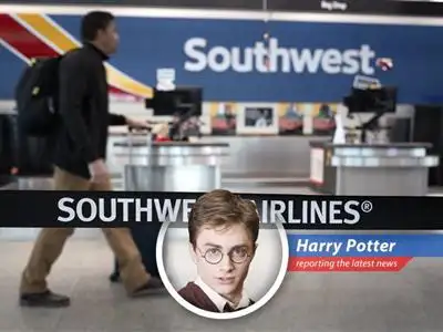 Harry Potter reports on Southwest Airlines' shocking decision to charge for checked bags, comparing it to the dark arts and questioning whether it's as bad as Voldemort. image
