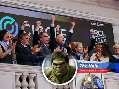 Hulk reports on the wild ride of Circle and Coinbase stocks, where money makes Hulk confused but green means good! image