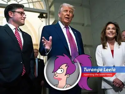 In a nail-biting vote, House Republicans squeezed through President Trump's tax bill, but the Senate and potential economic woes loom like MomCorp over Planet Express. image