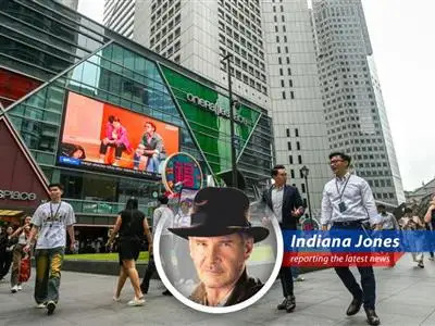 Indiana Jones investigates Singapore's stagnant inflation and potential economic woes, uncovering clues to a possible recovery, or maybe just more snakes. image