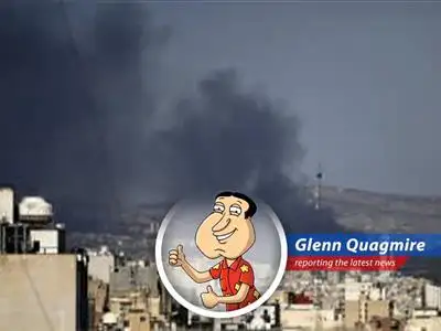 International tensions rise as the U.S. considers military action against Iran, potentially leading to a global catastrophe. Quagmire worries about his chances with the ladies. image