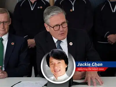 Jackie Chan breaks down the U.S.-U.K. trade agreement with a mix of kung fu wisdom, comedic observations, and surprisingly insightful financial commentary. image