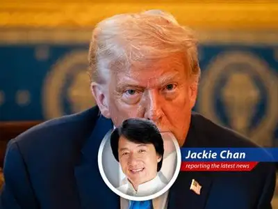 Jackie Chan gives his hilarious take on a White House advisor comparing the impact of Trump's tariffs to a meteorite strike, reminding us that sometimes, life is just a series of crazy stunts you have to roll with. image