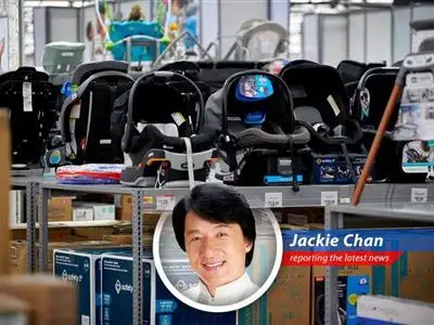 Jackie Chan investigates how Trump's tariff policies are impacting the cost of baby gear, making life tougher for new parents. Looks like someone needs a Hong Kong handshake! image