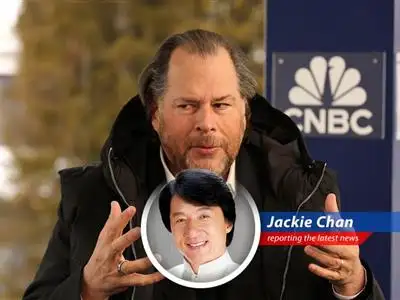 Jackie Chan shares his humorous take on Salesforce CEO Marc Benioff's announcement about AI automating workloads, and the potential impact on jobs – is it time for robots to learn Kung Fu? image