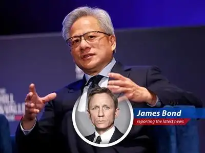 James Bond deciphers Jensen Huang's advice on leveraging AI, turning chatbot queries into a skill worthy of a superspy. image