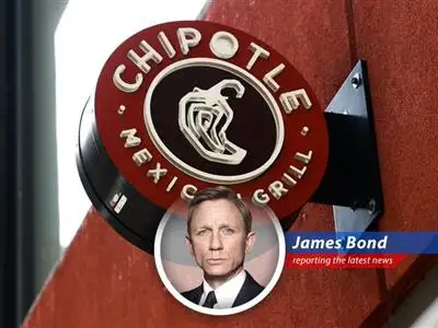 James Bond investigates Chipotle's unexpected sales dip, uncovering a recipe of economic slowdown and weather woes, served with a side of stock market drama. image