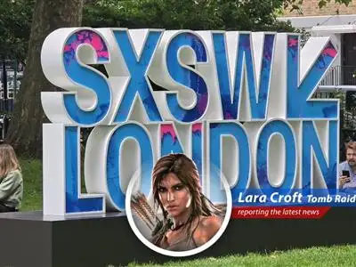 Lara Croft reports from the London debut of SXSW, where tech titans, political jabs, and overpriced socks collide in a Shoreditch showdown. image