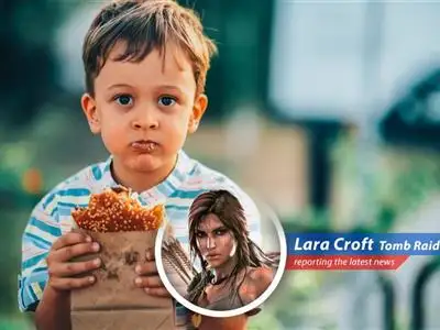 Lara Croft, the tomb raiding extraordinaire, shares her insights on healthy eating for kids, drawing parallels between nutritional choices and surviving treacherous adventures. image