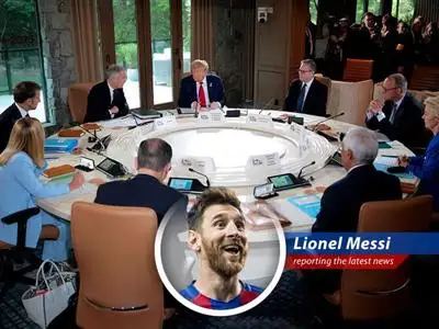 Leo Messi weighs in on the G7's statement of support for Israel, calls for peace, and wonders if anyone there can actually bend it like Beckham. image
