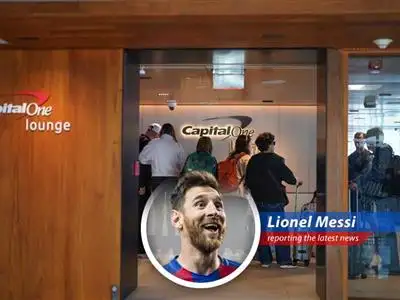 Lionel Messi humorously reports on Capital One's new restrictions on airport lounge access, highlighting the rising costs and overcrowding, even for a legend like himself. image