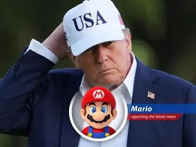 Mario reports on the U.S. imposing tariffs on Japan and South Korea, with a dash of mushroom-powered humor and a side of Koopa-sized skepticism. image