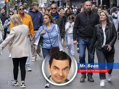 Mr. Bean contemplates the UK's fiscal woes as potential tax increases threaten his holiday fund, wondering if he can trade Teddy for tax relief. image