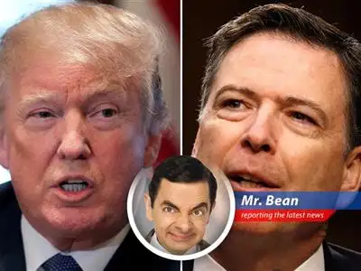 Mr. Bean investigates the case of James Comey's Instagram post and Donald Trump's explosive reaction, finding humor in the chaos and seashells. image