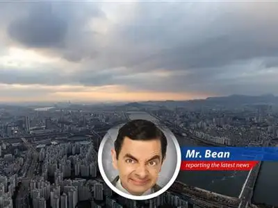 Mr. Bean reports on South Korea's surprising economic contraction and political turmoil, with a sprinkle of Teddy and a dash of disaster. image