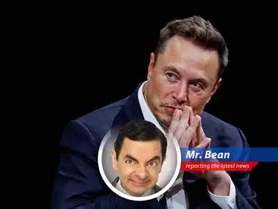 Mr. Bean reports on the chaos at Tesla as Elon Musk's political antics spark investor worries and a sharp 'Shut up!' image