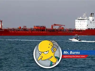 Mr. Burns analyzes how Trump's latest deal with Iran and China has sent oil prices plummeting, much to his delight. image