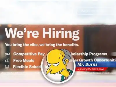 Mr. Burns dissects conflicting jobs reports, highlighting government influence and potential market schisms, all while plotting his next power plant scheme. image