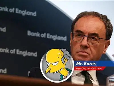 Mr. Burns reacts to Andrew Bailey's warning of U.K. economic uncertainty, seeing opportunity amidst the chaos. image