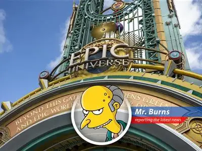 Mr. Burns weighs in on Disney and Universal's colossal theme park expansions, questioning the sanity (and profitability) of these lavish ventures amidst economic uncertainties. image