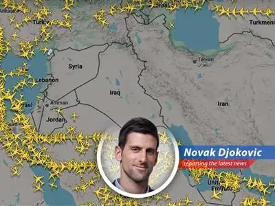 Novak Djokovic humorously comments on the flight cancellations and airspace diversions in the Middle East due to recent Israeli-Iranian tensions, drawing parallels to the unpredictable challenges of life and tennis. image