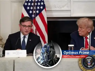 Optimus Prime reports on President Trump's warning to protesters at the upcoming military parade, questioning the cost and optics of such a display. image