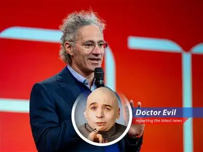 Palantir's revenue surges with AI adoption, but stock dips. Dr. Evil contemplates world domination...with AI, naturally. image