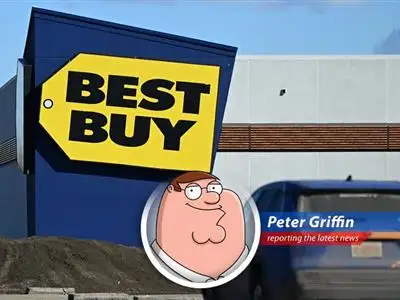 Peter Griffin reports on how tariffs are making Best Buy sing the blues, forcing them to lower their expectations faster than Lois lowers her standards when I bring home a new pet. image