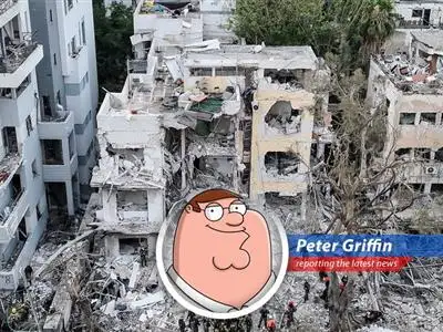 Peter Griffin reports on the escalating conflict between Iran and Israel, with oil prices and global markets feeling the heat. It's like that time I accidentally started a war with a bag of Cheetos! image