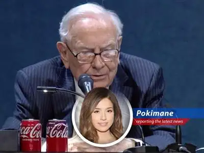 Pokimane dives into the recent dip in Berkshire Hathaway's stock after Warren Buffett's succession announcement, mixing finance with a sprinkle of Twitch humor. image