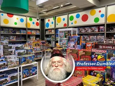 Professor Dumbledore examines how a temporary tariff reduction has brought a surge in toy company stocks, offering a moment of levity in these turbulent times. image
