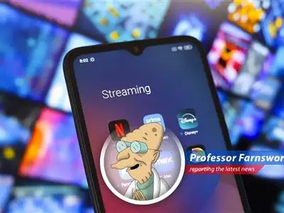 Professor Farnsworth analyzes the latest Nielsen report showing streaming's dominance, the rise of free platforms, and the impending doom of traditional TV. image