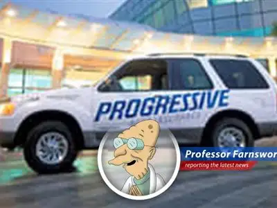 Professor Farnsworth dissects Bank of America's sudden change of heart on Progressive insurance stock, finding humor and potential profits in the financial flippity-flop. image