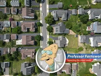 Professor Farnsworth reports on the latest mortgage rate drop, sparking a frenzy of refinance applications while home purchases remain eerily stagnant. Could this be the dawn of a new era, or just another Tuesday? image