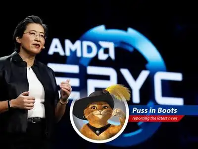 Puss in Boots reports on Lisa Su's tightrope walk between U.S. export controls and the allure of the Chinese AI market, a balancing act worthy of El Gato himself! image