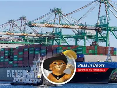 Puss in Boots reports on the looming trade war between the US and China, predicting empty shelves and a shortage of stylish blue shirts for discerning felines. image