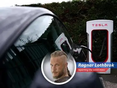 Ragnar Lothbrok reports on Tesla's declining car sales in Europe, outpaced by cheaper Chinese EVs, while pondering Elon Musk's strange political alliances and the shifting tides of fortune. image