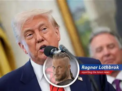 Ragnar Lothbrok weighs in on Trump's flirtation with taxing the wealthy, finding humor and historical parallels in the political seas. image