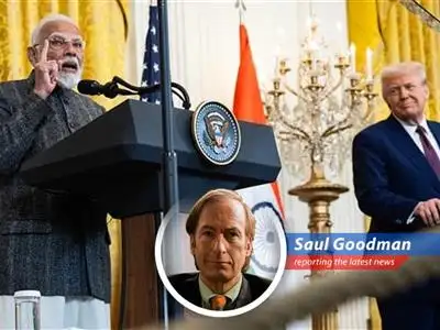 Saul Goodman dissects the India-Pakistan kerfuffle, Trump's boasts, and Modi's diplomatic tightrope walk, all with a dash of Albuquerque flair. image