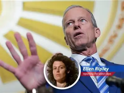 Senator Thune keeps the Senate in session to pass a 'big, beautiful bill,' facing internal resistance reminiscent of a facehugger attack on common sense. image